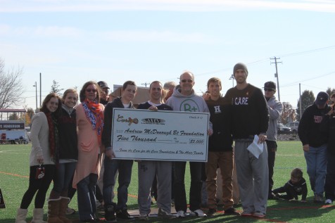 Andrew McDonough B+ Foundation helps fight childhood cancer.  Very close friends of the Care for the Cure family, the Abate's help Ryan Cranston present a $5,000 check as part of last years tournament festivities.